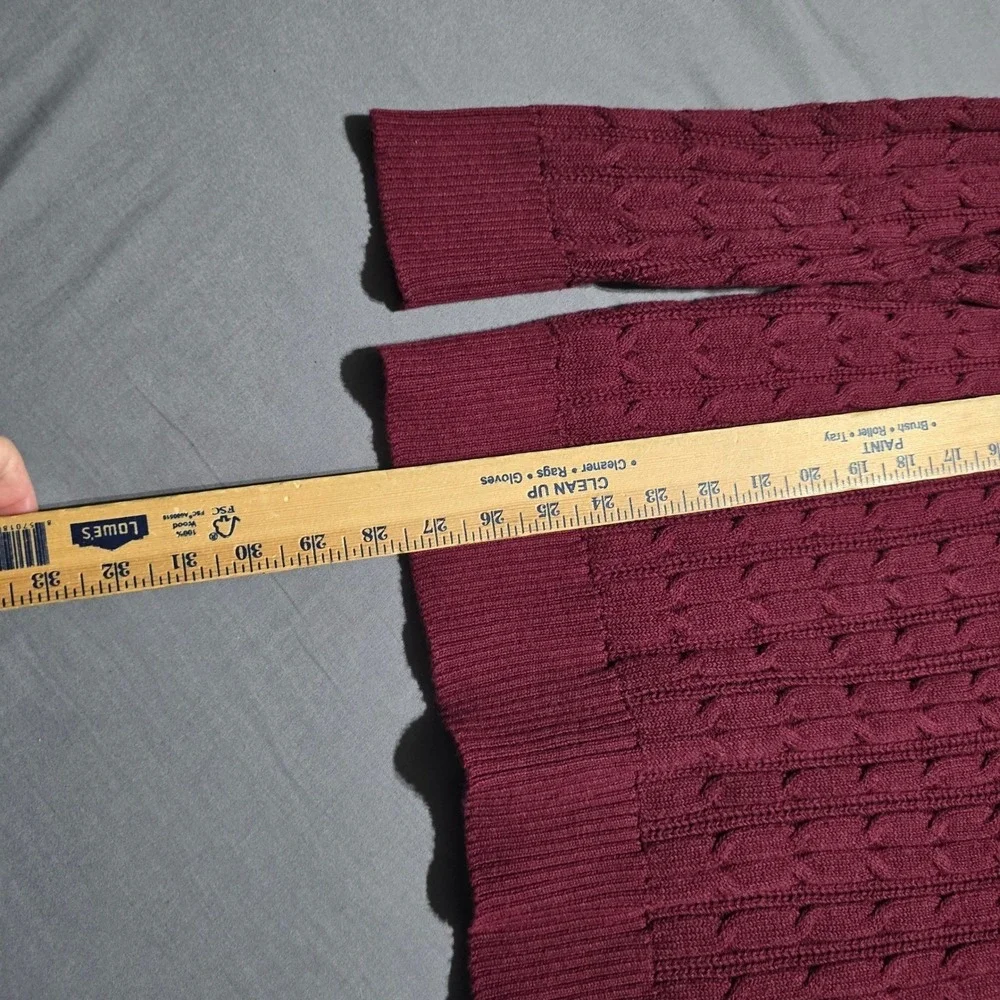 new St. John's Bay Cable Knit Sweater Mens XL Chianti Burgundy Crewneck